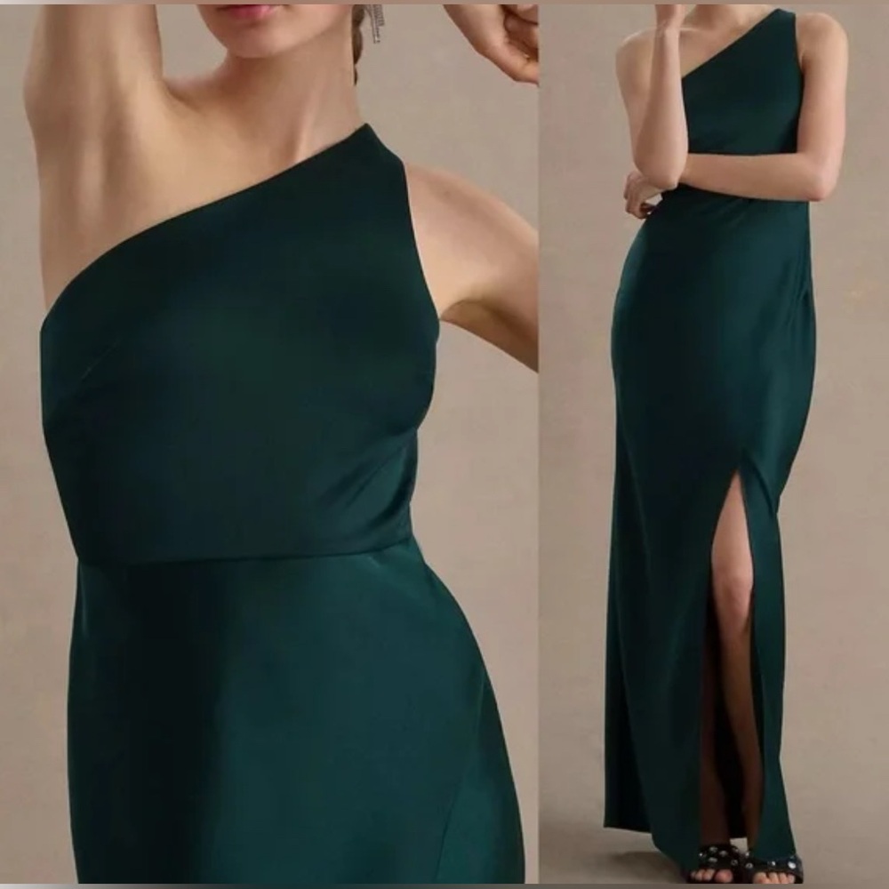 BHLDN One-Shoulder Emerald Green Bridesmaid Gown